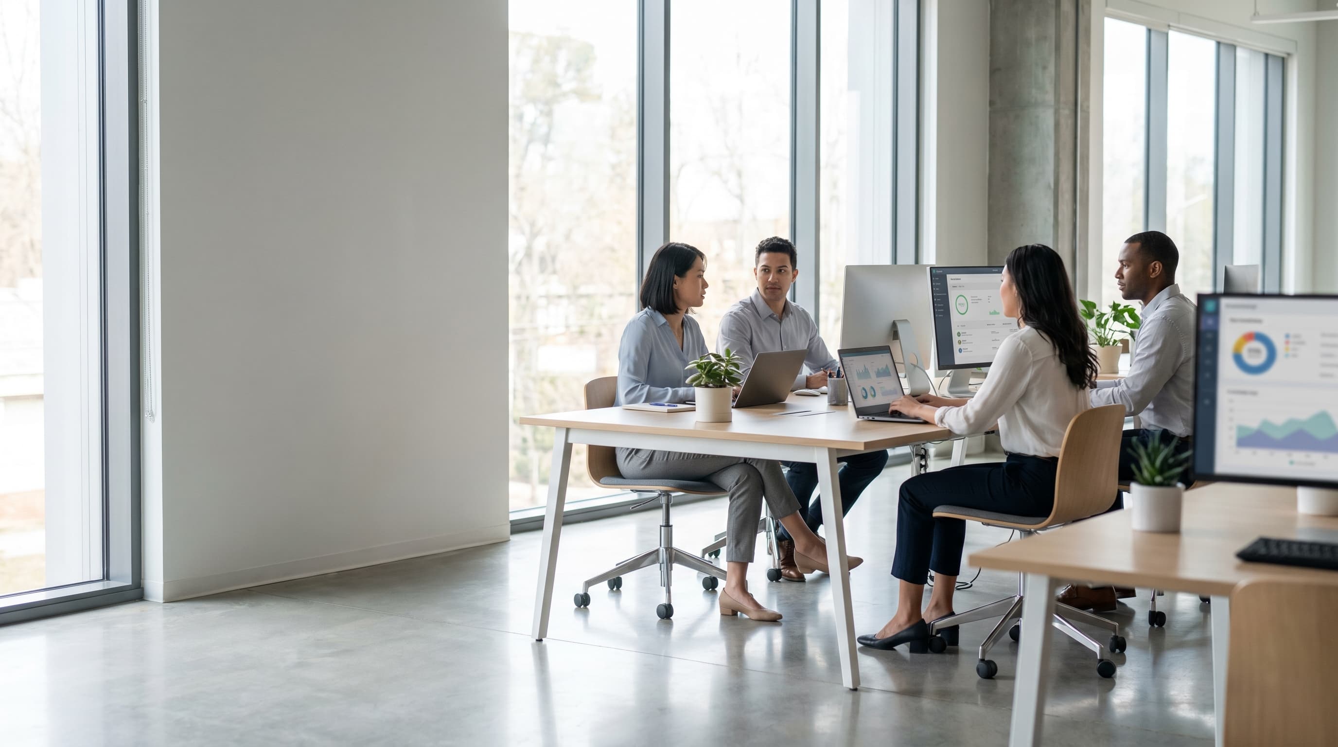 Team using Velaa in a modern office